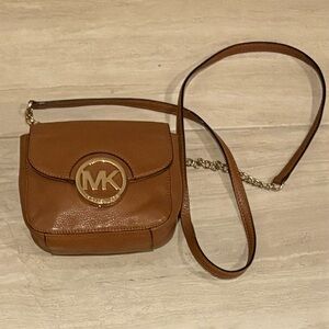 Michael Kors light brown Crossbody Bag with Gold Logo